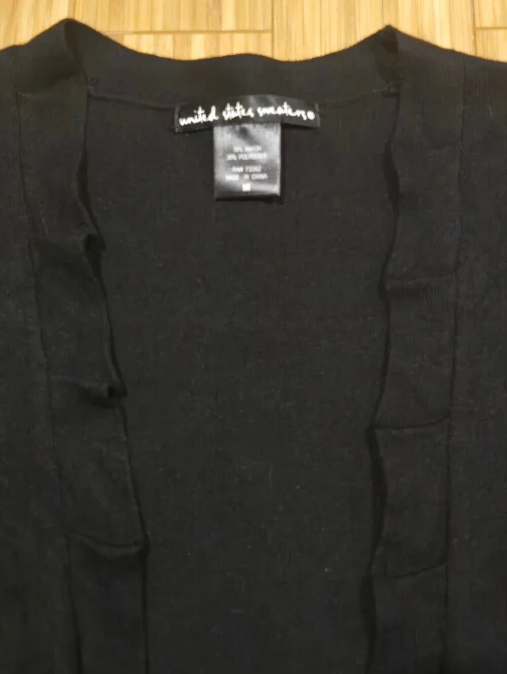 United States Sweaters Black Ruffle-Front Sweater Cardigan
